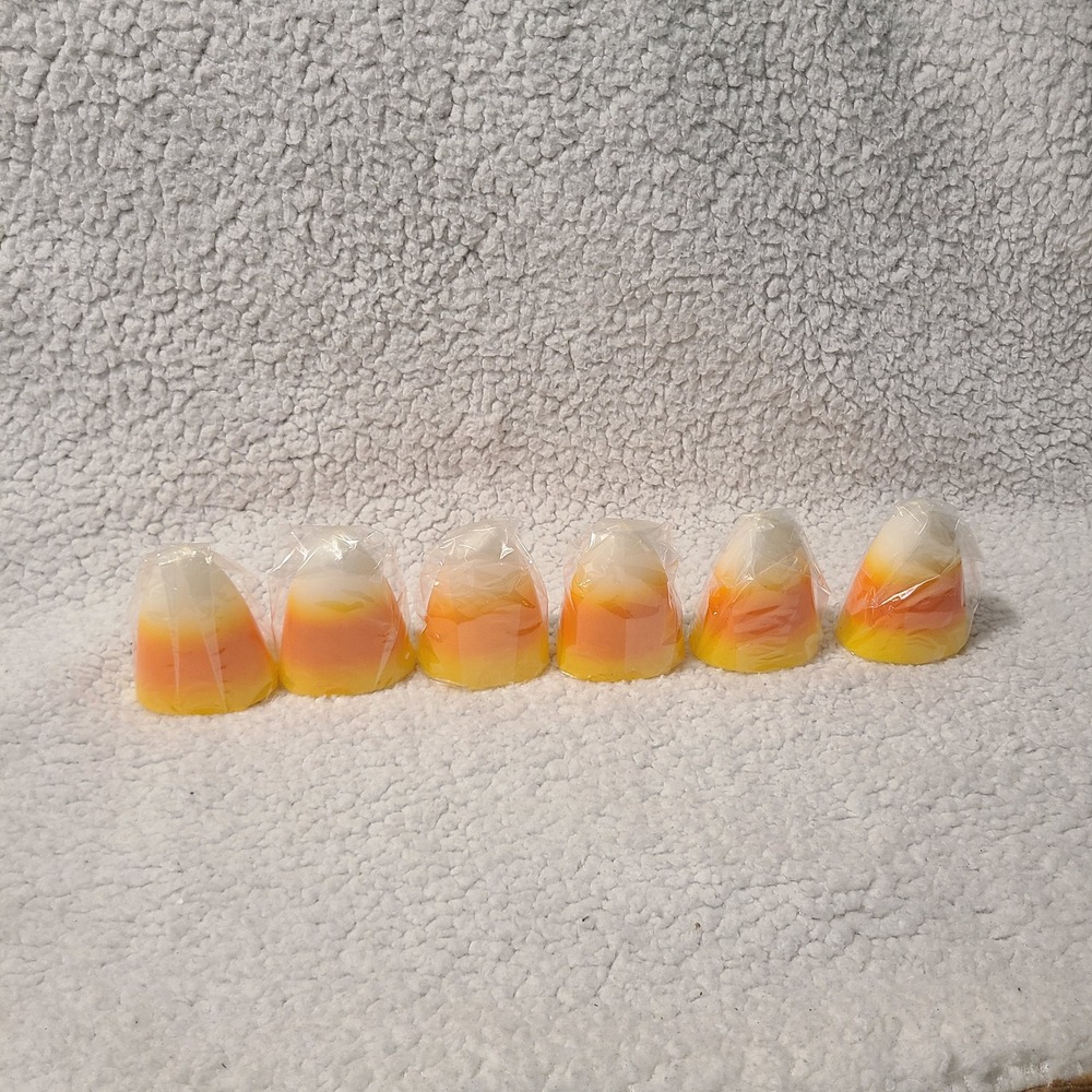 Set of 6 Candy Corn Halloween Votive Candles Fall Autumn Decor Unscented